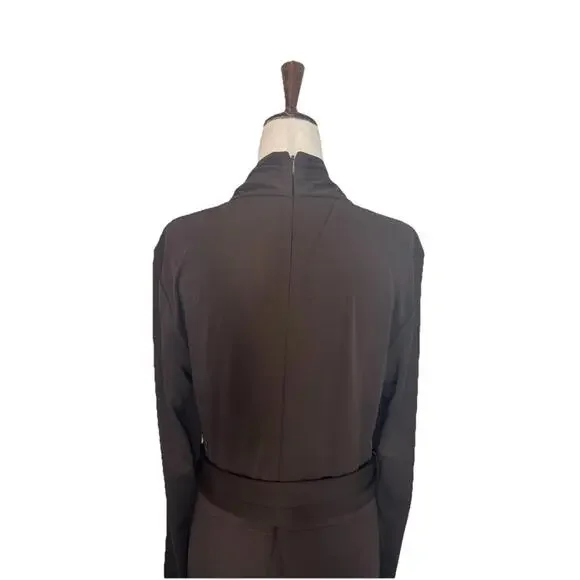 Lauren Ralph Lauren Black Label L Belted Stretch Jersey Wide Leg Jumpsuit Brown - Picture 5 of 9